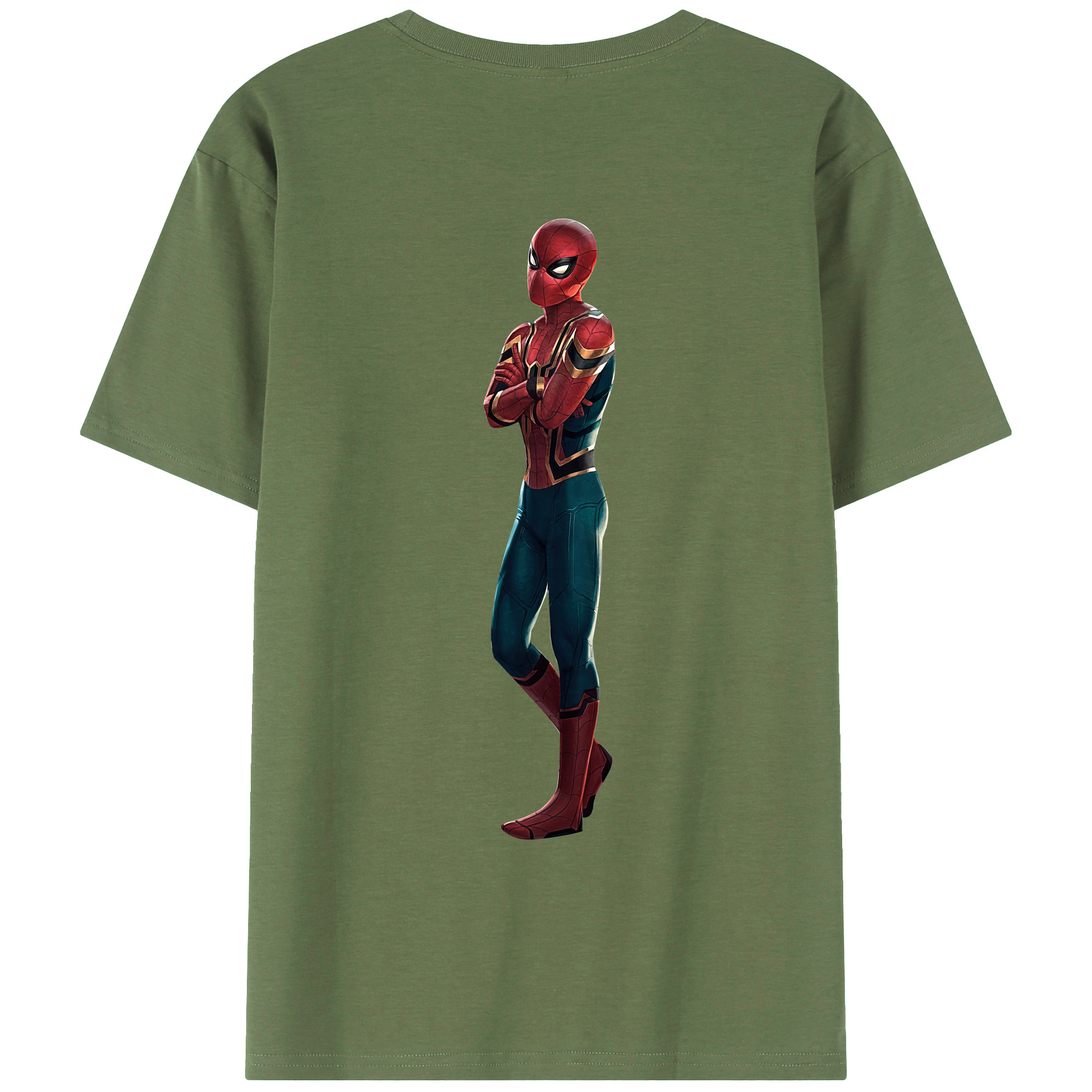 （画像用） Spider Man スパイダーマン 綿100％ メンズ半袖Tシャツ（バックプリント） 通気性